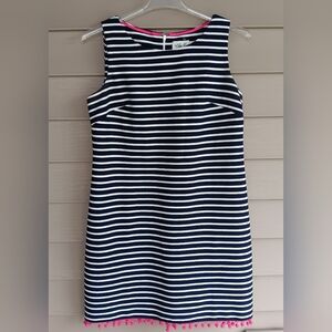 Eliza J. Blue And White Striped Pink Tassel Sheath Dress.  Size 12
